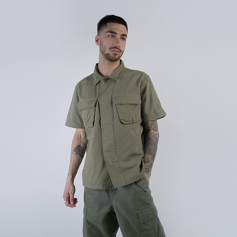 мужская зеленая рубашка Stussy Jungle Shirt 1110036-olive - цена, описание, фото 1